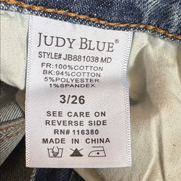 Judy Blue Distressed Straight Leg Jeans - Light Blue Rigid front - Picture 13 of 13